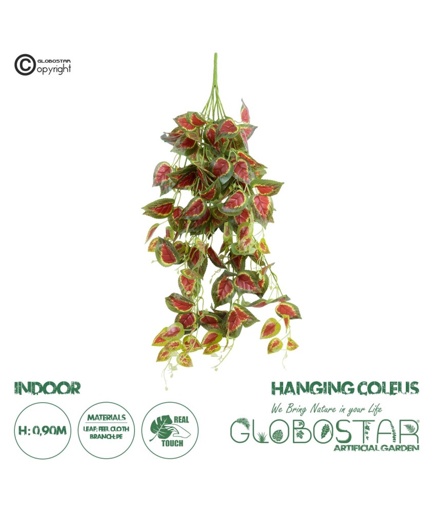 GloboStar® Artificial Garden COLEUS HANGING BRANCH 20255 Τεχνητό Διακοσμητικό Κρεμαστό Φυτό Κολέος Υ90cm